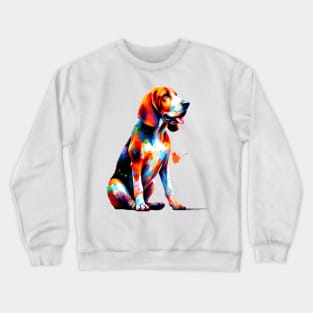 Artistic American English Coonhound in Colorful Splash Style Crewneck Sweatshirt